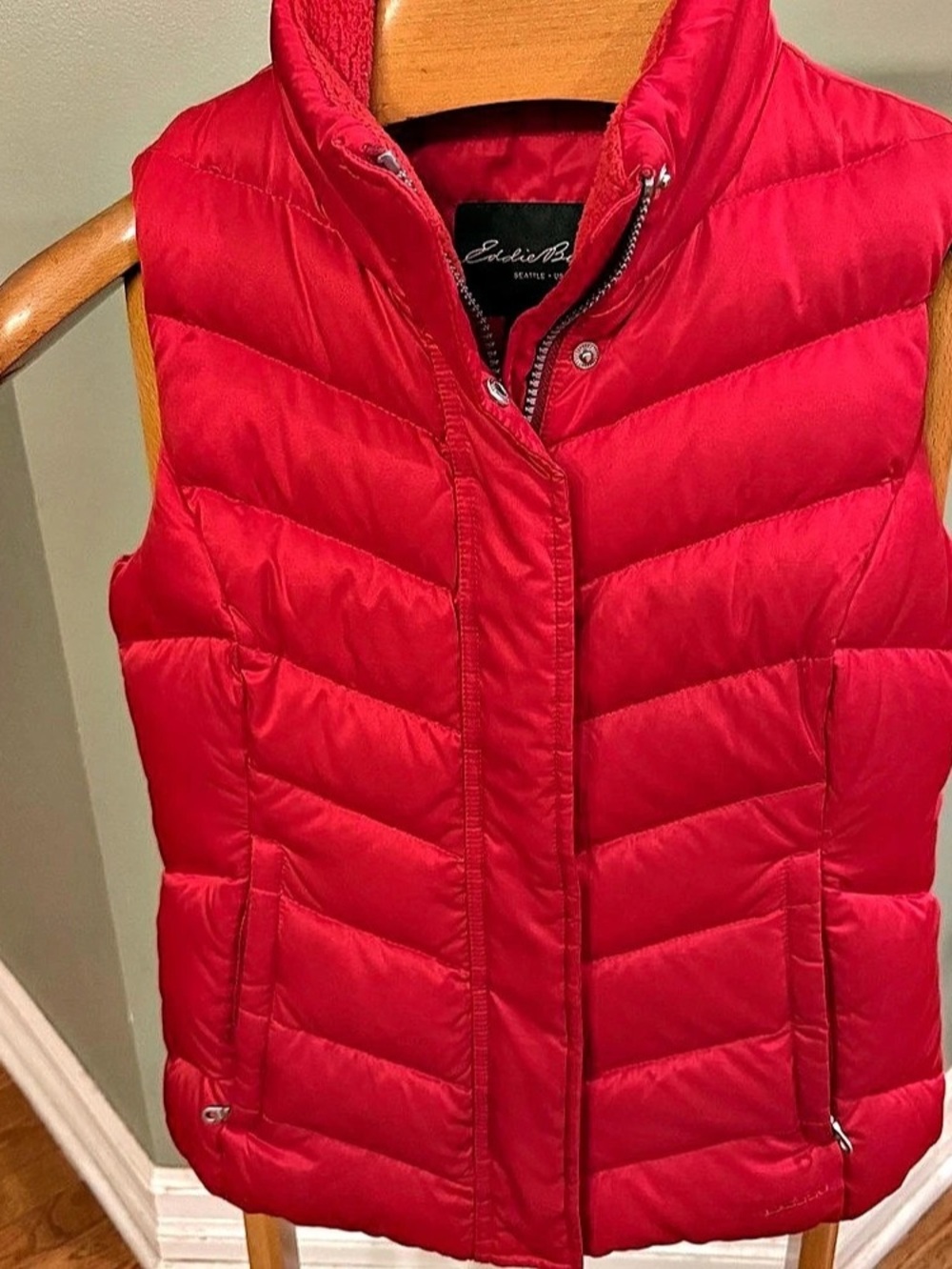 Eddie Bauer EB550 Goose Down Puffer Vest Red